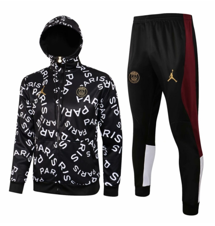 PSG X Jordan Black Training Kits Paris Hoodie Jacket with Pants 2020/21